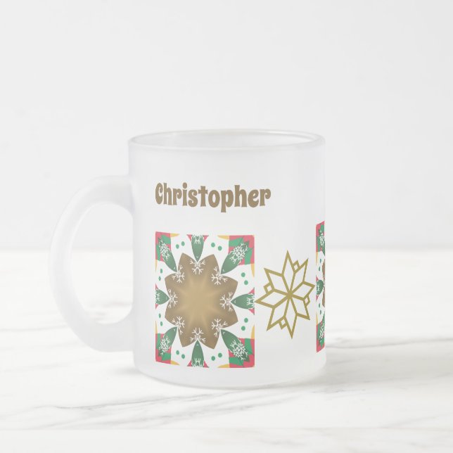 Taza De Cristal Esmerilado Navidades escarchados Mug-Holiday Cheer Mug 🎄 Edi (Izquierda)