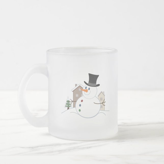 Taza De Cristal Esmerilado Navidades felices Ilustracion Snowman (Izquierda)