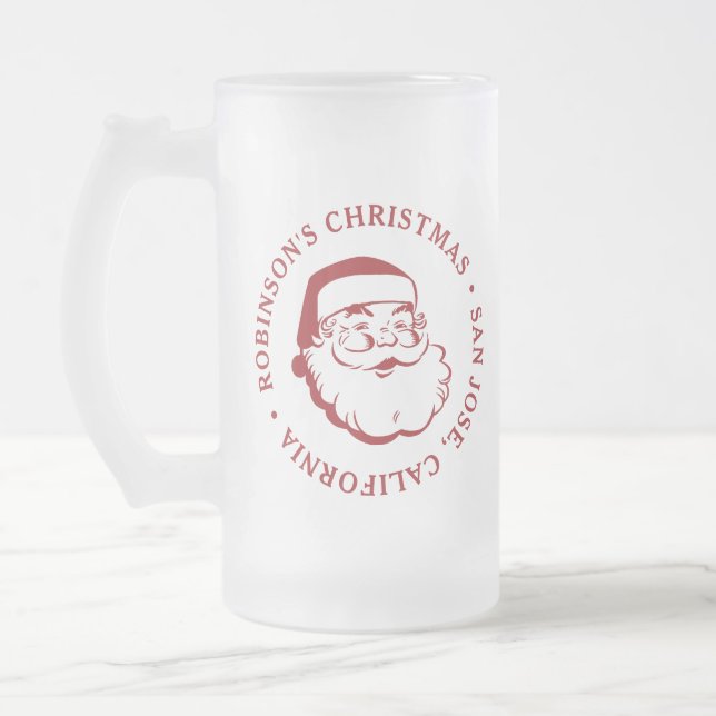 Taza De Cristal Esmerilado Navidades Fiesta Santa Claus (Izquierda)