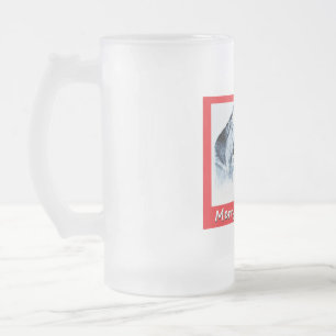 Taza De Cristal Esmerilado Navidades German Shepherd y Santa Claus