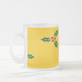 Taza De Cristal Esmerilado Navidades holly on naranja