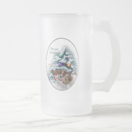 Taza De Cristal Esmerilado Navidades Jack Russell Terrier