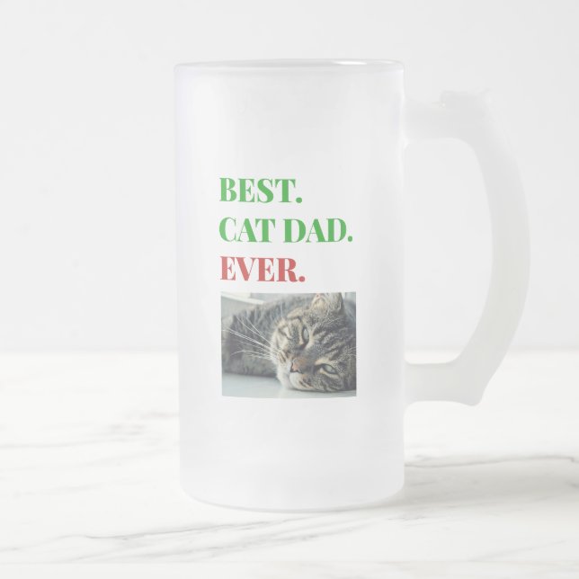Taza De Cristal Esmerilado Navidades Mejor Foto De Papá Gato (Derecha)