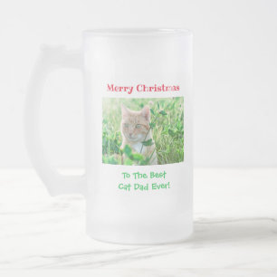 Taza De Cristal Esmerilado Navidades mejor foto de papá Mascota de gato