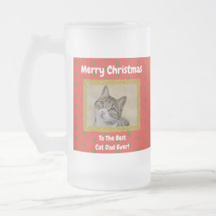 Taza De Cristal Esmerilado Navidades mejor foto de papá Mascota de gato