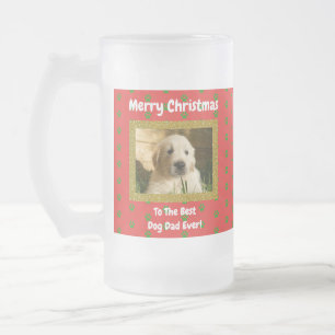 Taza De Cristal Esmerilado Navidades mejor perro papá Mascota foto