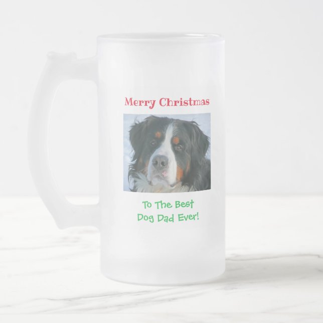 Taza De Cristal Esmerilado Navidades mejor perro papá Mascota foto (Izquierda)