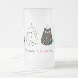 Taza De Cristal Esmerilado Navidades Meowy