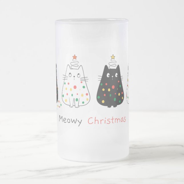 Taza De Cristal Esmerilado Navidades Meowy (Centro)
