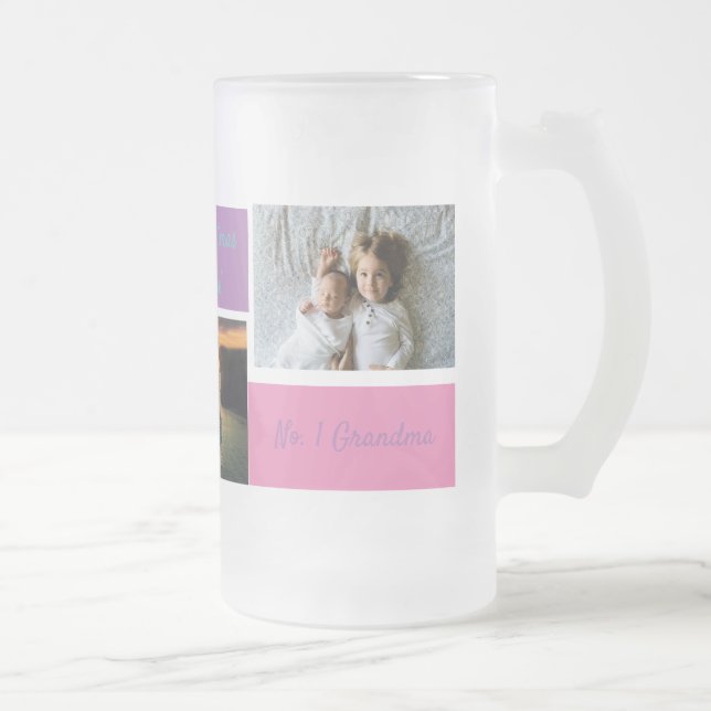 Taza De Cristal Esmerilado Navidades personalizados 3 Foto Abuela Mug persona (Derecha)
