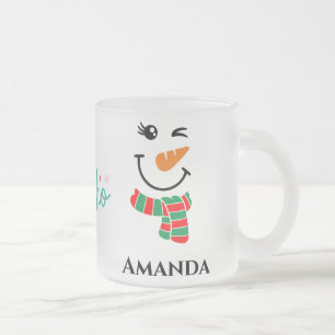 Taza De Cristal Esmerilado Navidades personalizados snowman con hohoho