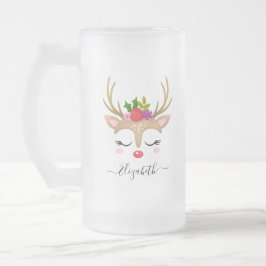 Taza De Cristal Esmerilado Navidades renos