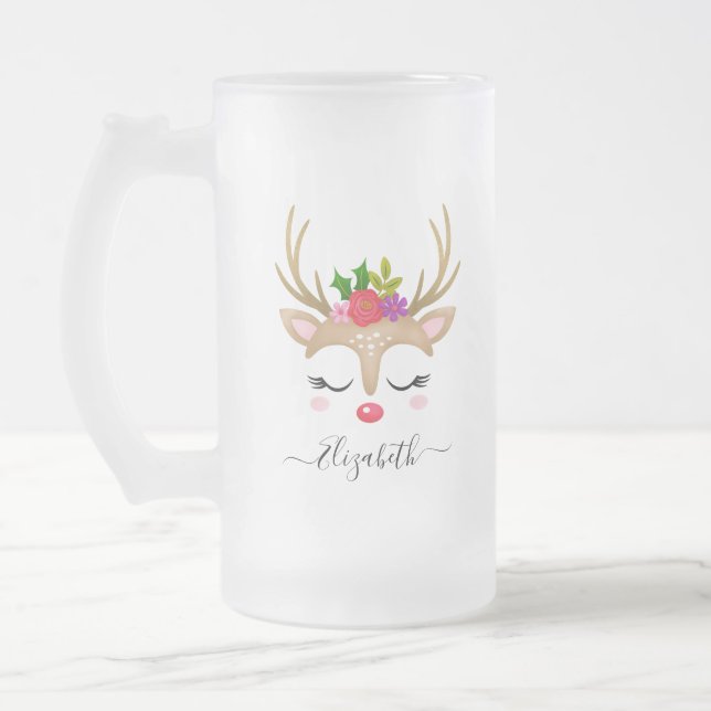 Taza De Cristal Esmerilado Navidades renos (Izquierda)