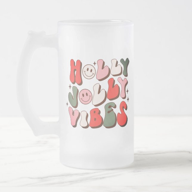 Taza De Cristal Esmerilado Navidades Retro Holly Jolly Vibes Festividades de  (Izquierda)