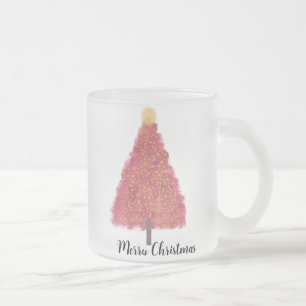Taza De Cristal Esmerilado Navidades rosados tratados con purpurina