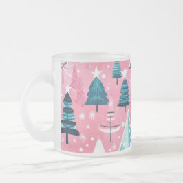 Taza De Cristal Esmerilado Navidades rosas