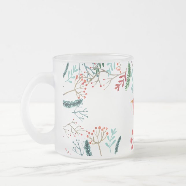 Taza De Cristal Esmerilado Navidades Rústicos Naturales (Izquierda)