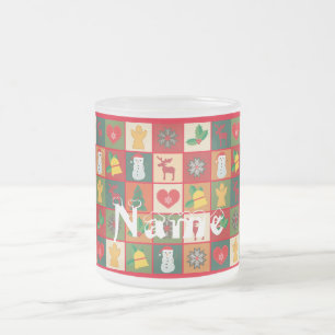 Taza De Cristal Esmerilado Navidades Símbolos Medley Art Thunder_Cove