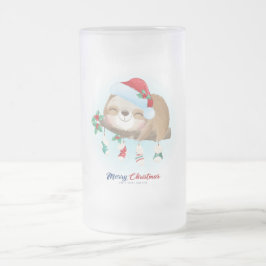Taza De Cristal Esmerilado Navidades Sloth