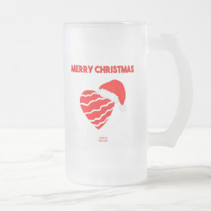 Taza De Cristal Esmerilado Navidades Sta. Corazón grande de vidrio escarchado