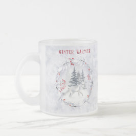 Taza De Cristal Esmerilado Navidades Winter Snow Arctic Fox Personalizado