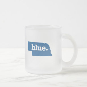 TAZA DE CRISTAL ESMERILADO NEBRASKA ESTADO AZUL