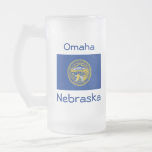 Taza De Cristal Esmerilado Nebraska Flag Map City Mug