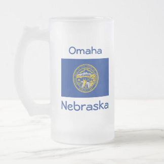 Taza De Cristal Esmerilado Nebraska Flag Map City Mug