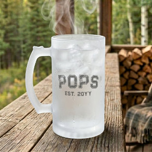 Taza De Cristal Esmerilado Negrita Varsity Pops Abuelo Apodo Año de Estableci