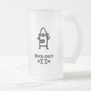 Taza De Cristal Esmerilado Negro del friki de la biología del Bot de tres