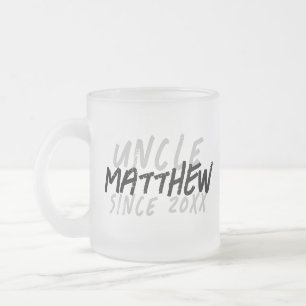 Taza De Cristal Esmerilado Negro y blanco moderno para el tío de Guay