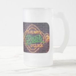 Taza De Cristal Esmerilado Neon Beer Rótulo Frost Beer Mug Cup