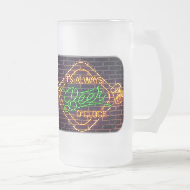 Taza De Cristal Esmerilado Neon Beer Rótulo Frost Beer Mug Cup (Derecha)