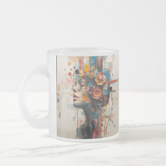 TAZA DE CRISTAL ESMERILADO NEON ROSE