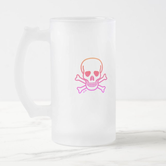 Taza De Cristal Esmerilado Neon Skull (Izquierda)
