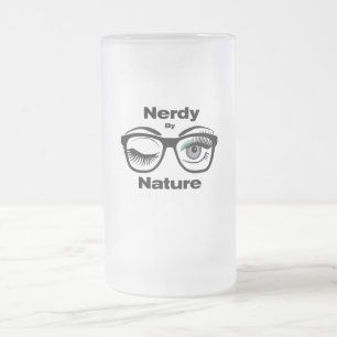 Taza De Cristal Esmerilado Nerdy by Nature Funny Geek Design with Glasses