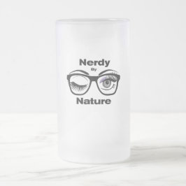 Taza De Cristal Esmerilado Nerdy by Nature Funny Geek Design with Glasses