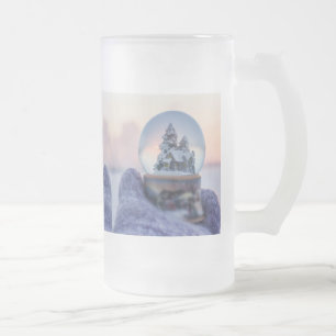 Taza De Cristal Esmerilado Nevada en el árbol de Navidad