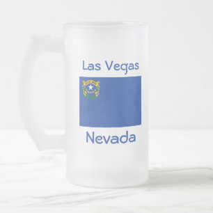 Taza De Cristal Esmerilado Nevada Flag Map City Mug