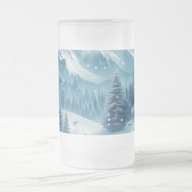 Taza De Cristal Esmerilado Nevada Winter Mountain (Centro)