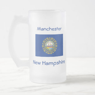 Taza De Cristal Esmerilado New Hampshire Flag Map City Mug