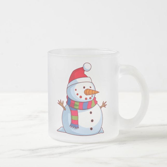 Taza De Cristal Esmerilado Nieto de Navidades blancos azules rojos (Derecha)
