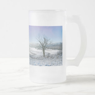 Taza De Cristal Esmerilado Nieve cubierta Colinas de Ozark Cerveza de vidrio 