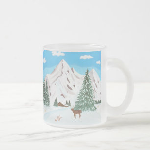 Taza De Cristal Esmerilado Nieve Montaña Frotada Vidrio Mug