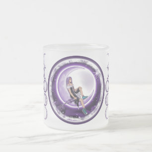 Taza De Cristal Esmerilado Niño luna púrpura