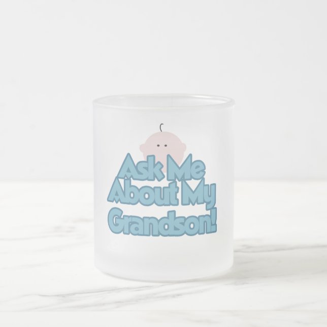 Taza De Cristal Esmerilado Niño pregunta por mis camisetas y regalos para mi  (Centro)