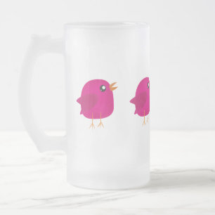 Taza De Cristal Esmerilado Niños pajarito lindo