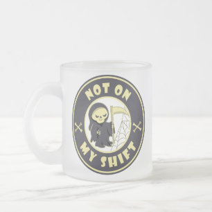 Taza De Cristal Esmerilado No en mi cita de Halloween de Grim Reaper