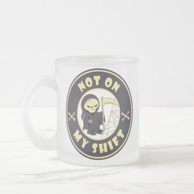 Taza De Cristal Esmerilado No en mi cita de Halloween de Grim Reaper (Izquierda)