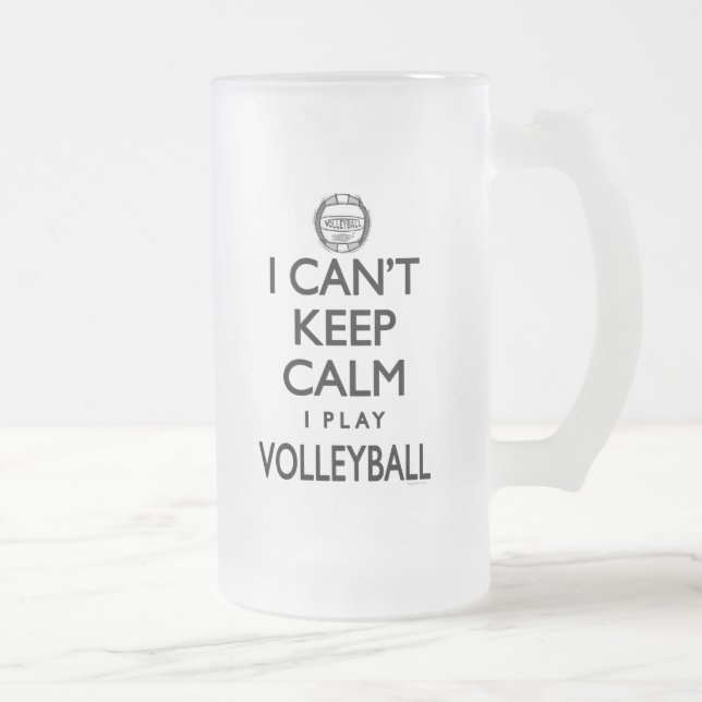 Taza De Cristal Esmerilado No puede guardar voleibol tranquilo (Derecha)
